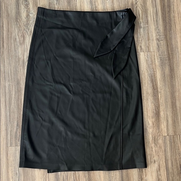 Black Faux Leather Wrap Skirt - Picture 2 of 6